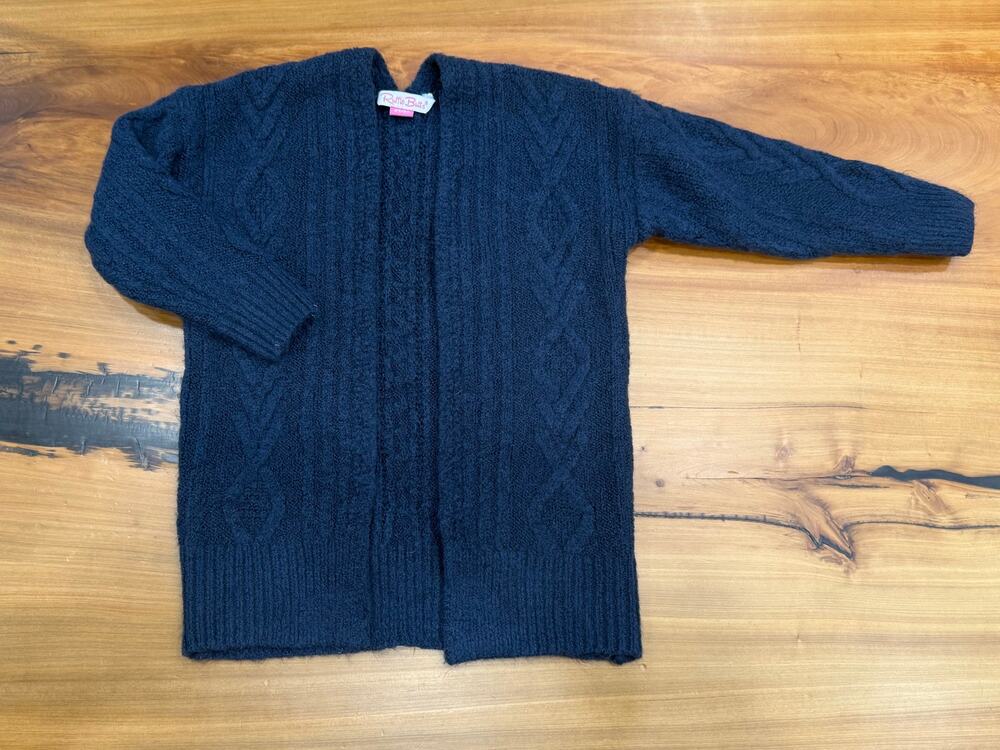 Amazingly soft navy blue Rufflebutts open cardigan sweater 2t 3t Ruffle butts